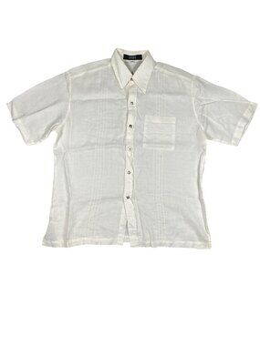 Versace Jeans Couture Cream Short Sleeve Button-Up Shirt Mens XL Casual Snaps